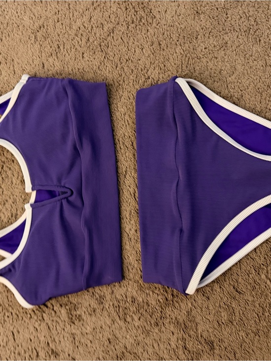 LainSnow Other - LainSnowPurple Ribbed Two-Piece Bikini with White Trim